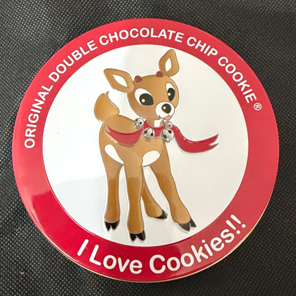 Vintage Original Double Chocolate Chip Cookie Tin - I Love Cookies!! With Rudolf